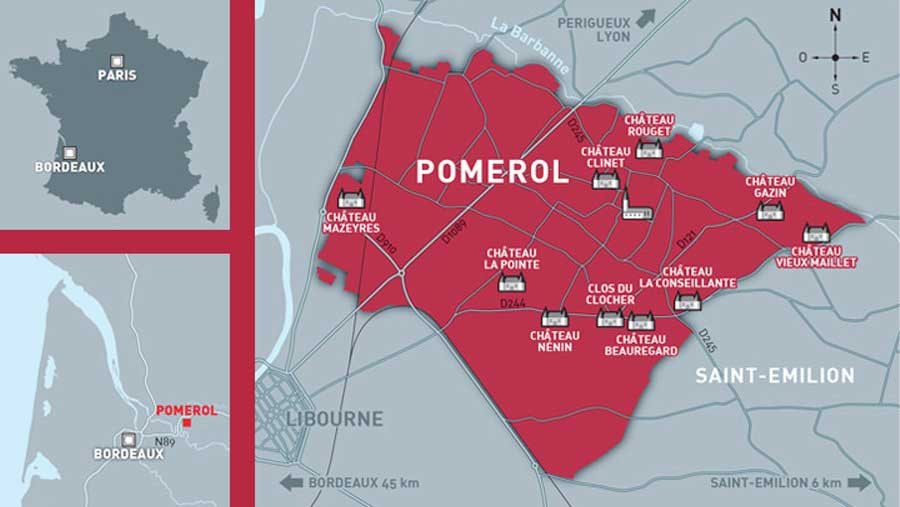 Bản đồ rượu vang vùng Pomerol