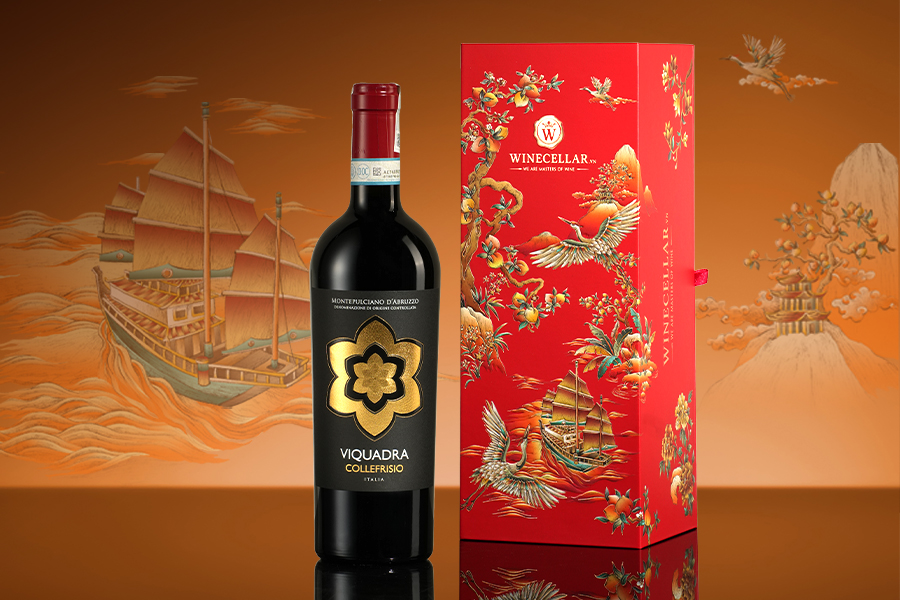 Hộp quà tặng 1 chai rượu vang Ý CF Collefrisio Viquadra Montepulciano D’Abruzzo