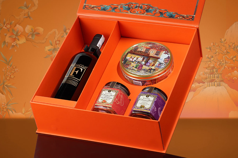 Set Quà Tặng Trung Thu Phát Tài rượu vang Ý F Gold 24 Karat