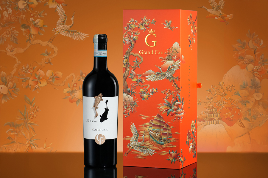 Hộp quà rượu vang Pháp 1 chai vang Ý Cá Chép Vàng